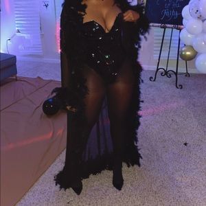 Black thong bodysuit